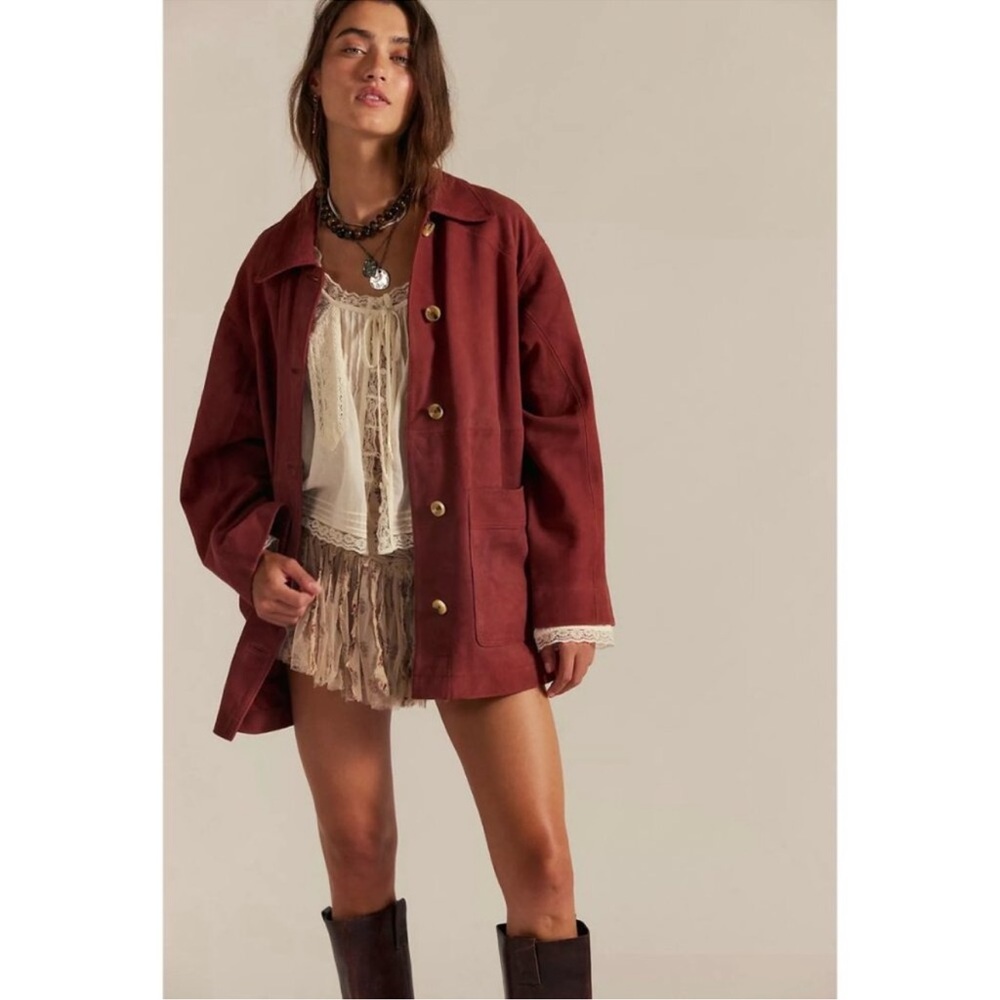 NWT Free People Annalise Suede Jacket We The Free Marsala Red Small - Picture 13 of 14